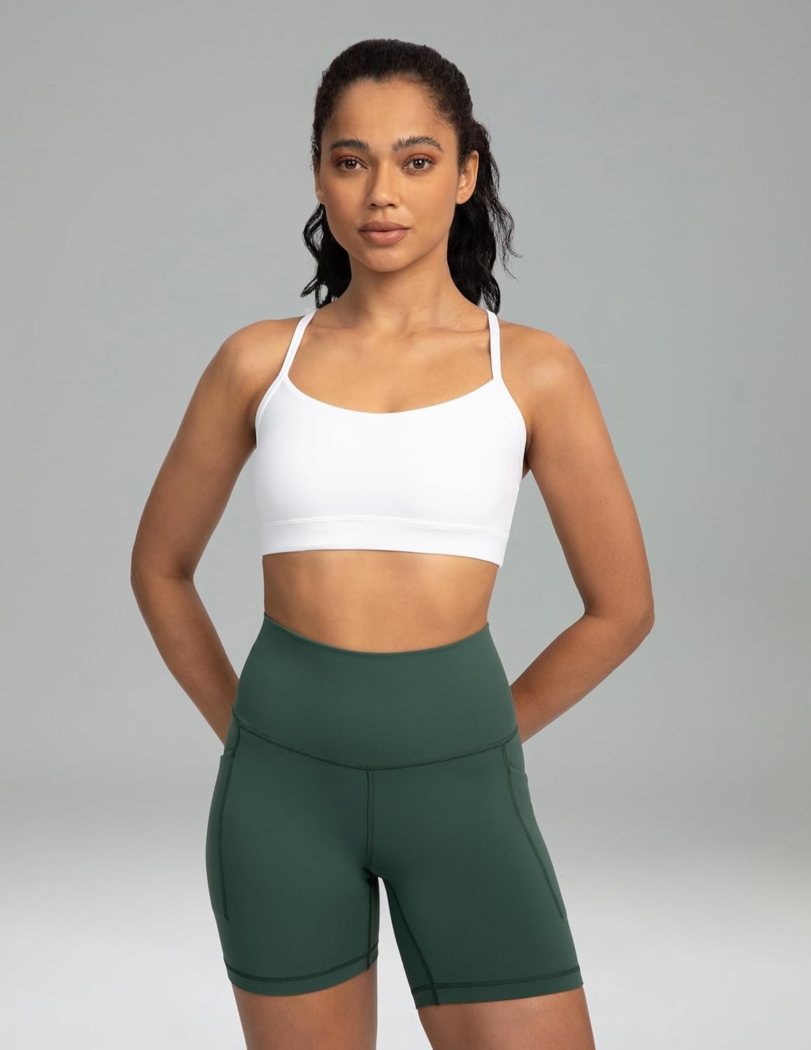 image:imageColorfulkoala Womens Dreamlux Y Back Sports Bra Low Impact Padded Workout Top with Built in Bra AC CupsWhite