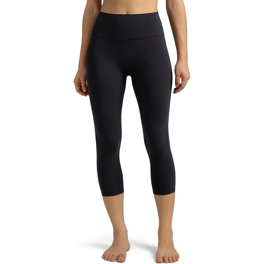 image:imageColorfulkoala Dreamlux No Front Seam Leggings for Women High Waisted Capris 21 Inseam Yoga PantsBlack