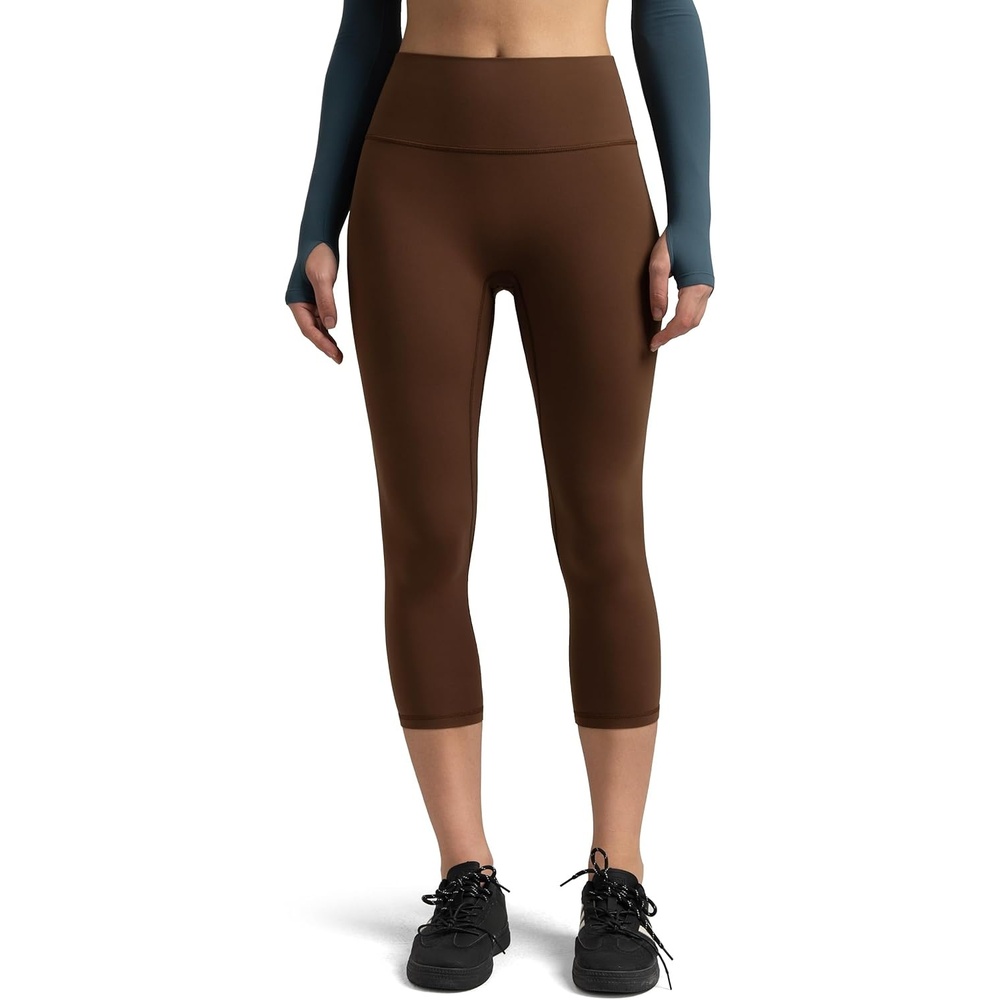image:imageColorfulkoala Dreamlux No Front Seam Leggings for Women High Waisted Capris 21 Inseam Yoga PantsCocoa