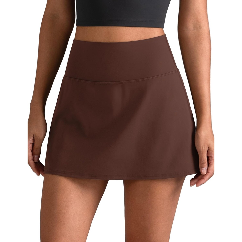 image:imageColorfulkoala Dreamlux Skirts for Women High Rise Athletic Golf Tennis Skorts Builtin Shorts with PocketsRoasted Chestnut