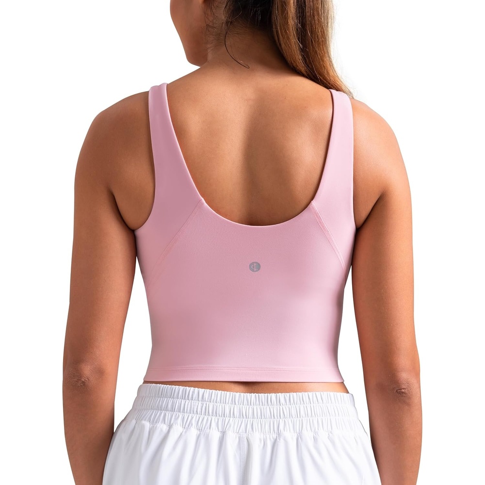 image:imageColorfulkoala Dreamlux Womens Padded Sports Bra High Neck UBack Yoga Running Workout Athletic Tank Top with Removable CupsAlmond Blossom