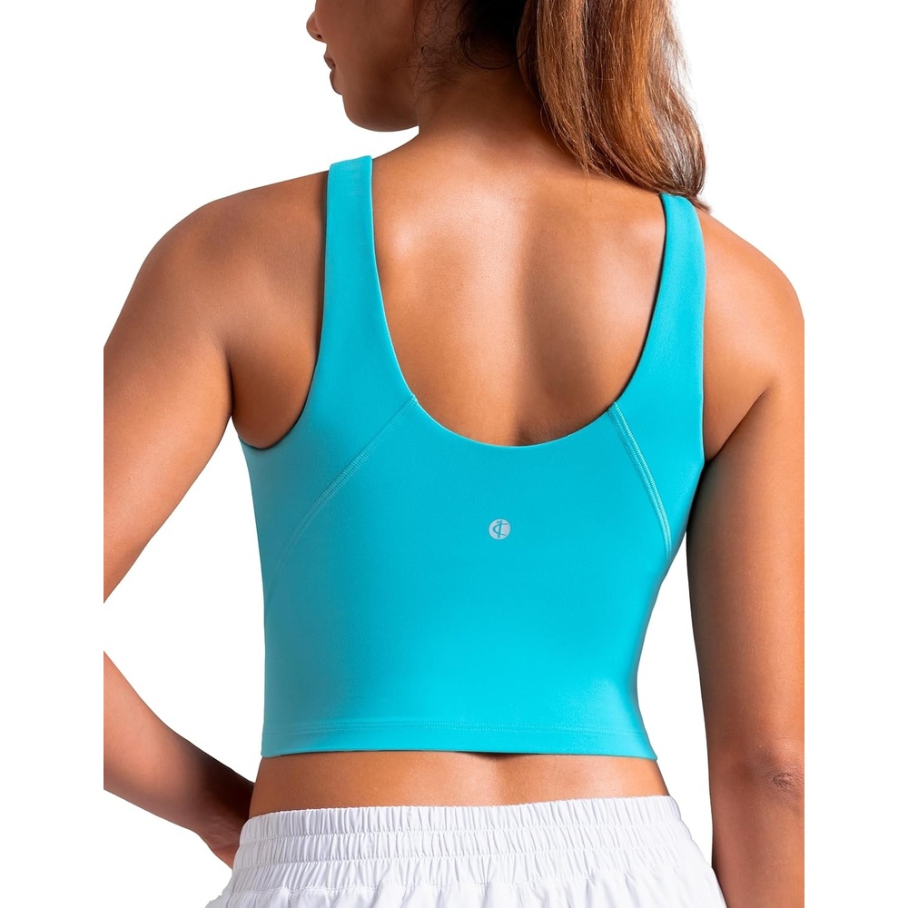 image:imageColorfulkoala Dreamlux Womens Padded Sports Bra High Neck UBack Yoga Running Workout Athletic Tank Top with Removable CupsCeramic Green