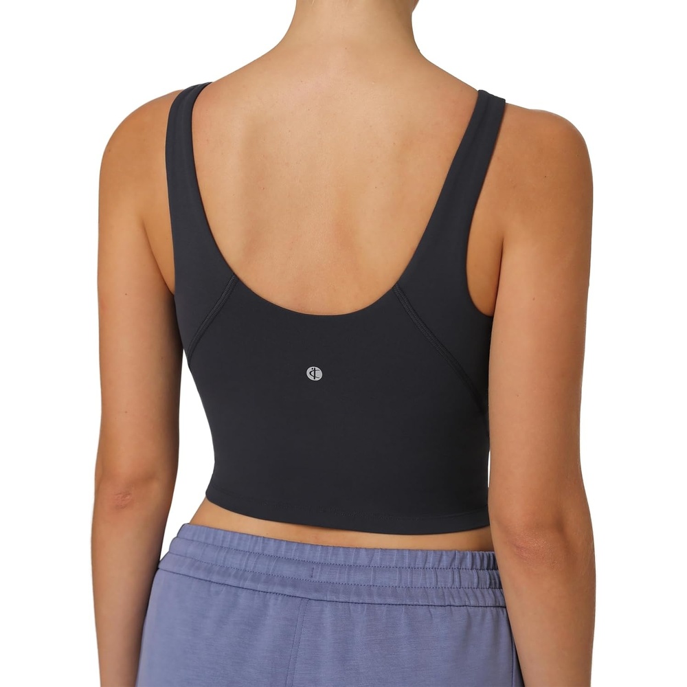 image:imageColorfulkoala Dreamlux Womens Padded Sports Bra High Neck UBack Yoga Running Workout Athletic Tank Top with Removable CupsDark Carbon