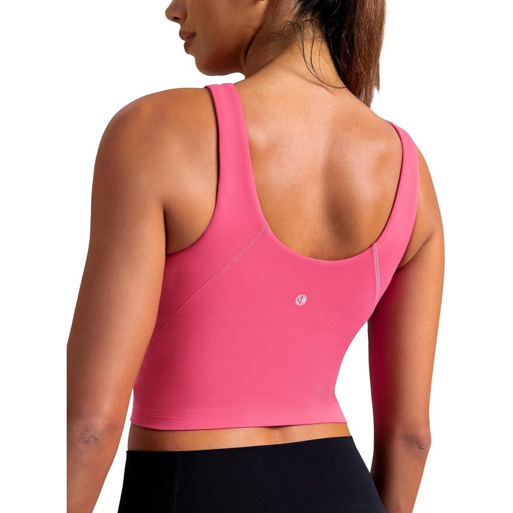 image:imageColorfulkoala Dreamlux Womens Padded Sports Bra High Neck UBack Yoga Running Workout Athletic Tank Top with Removable CupsHot Pink