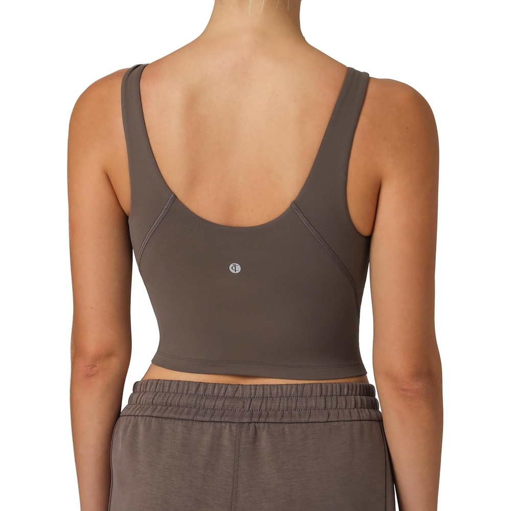 image:imageColorfulkoala Dreamlux Womens Padded Sports Bra High Neck UBack Yoga Running Workout Athletic Tank Top with Removable CupsMajor Brown