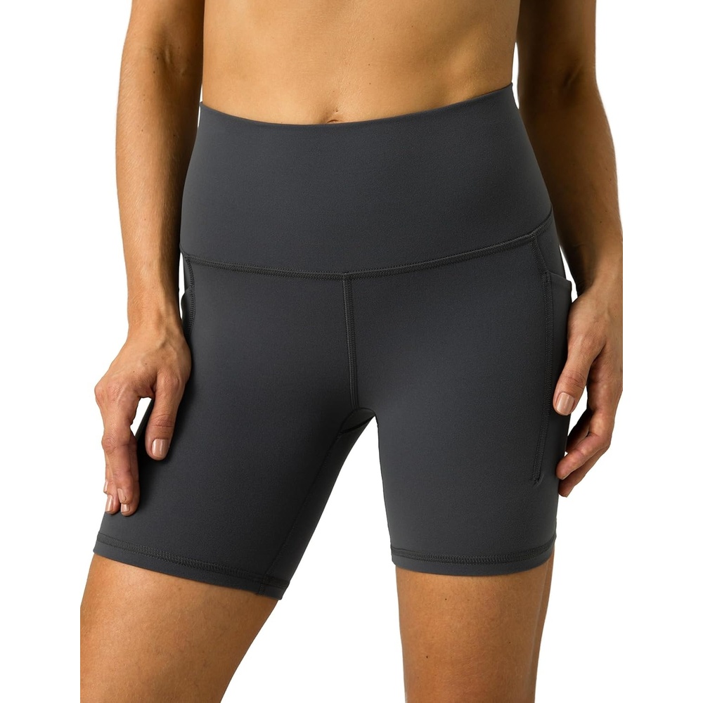 image:imageColorfulkoala Womens Dreamlux Biker Shorts with Pockets 6 Inseam High Waisted Workout Gym Yoga ShortsDark Carbon