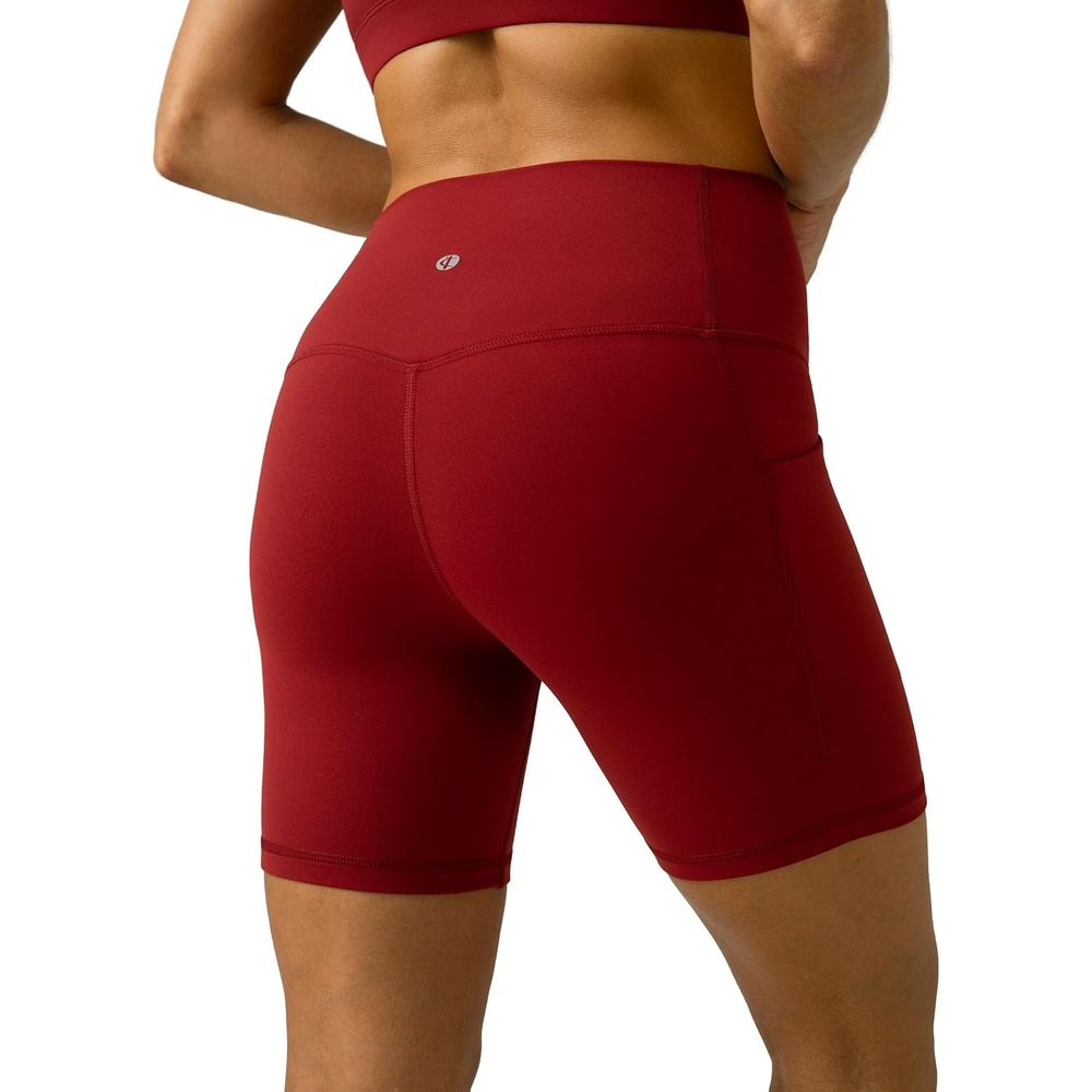 image:imageColorfulkoala Womens Dreamlux Biker Shorts with Pockets 6 Inseam High Waisted Workout Gym Yoga ShortsMerlot