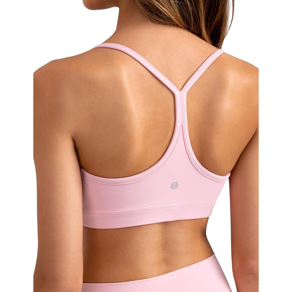 image:imageColorfulkoala Womens Dreamlux Y Back Sports Bra Low Impact Padded Workout Top with Built in Bra AC CupsBarely Pink