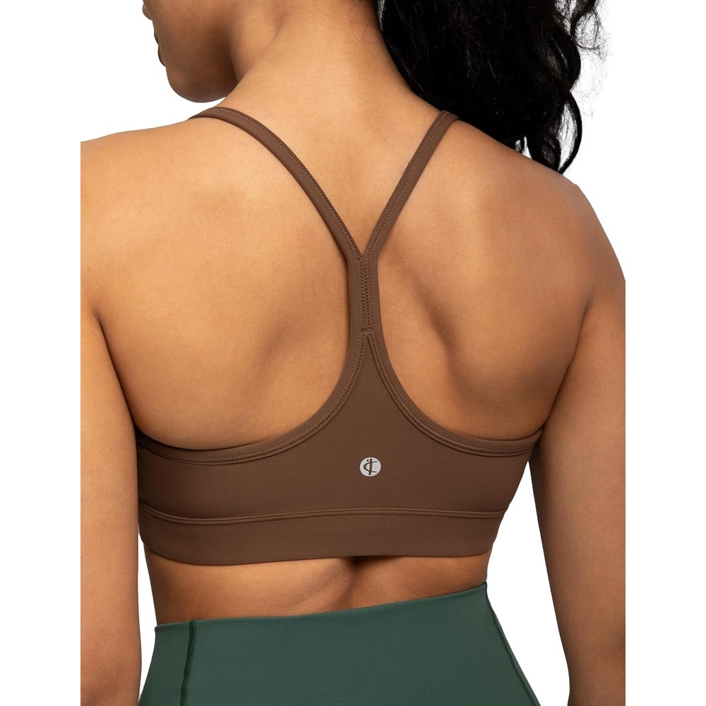 image:imageColorfulkoala Womens Dreamlux Y Back Sports Bra Low Impact Padded Workout Top with Built in Bra AC CupsCocoa