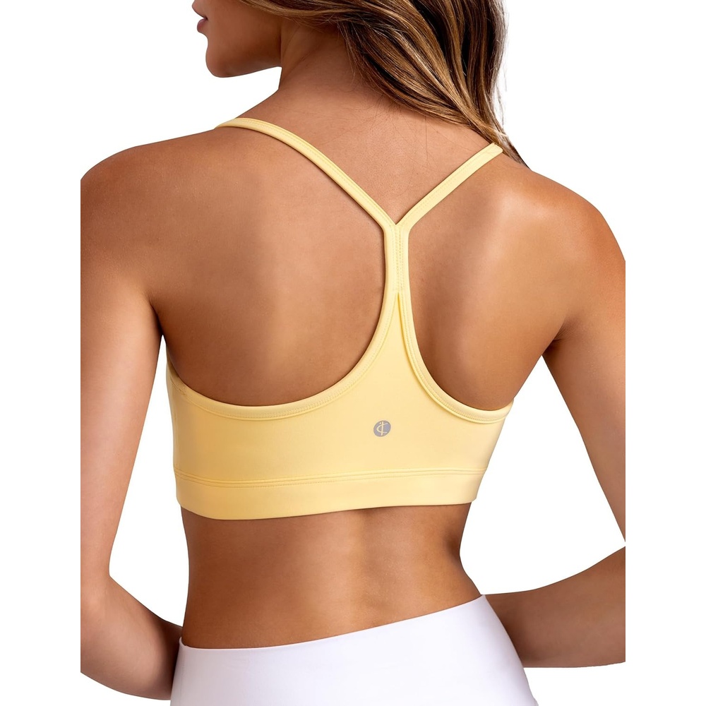 image:imageColorfulkoala Womens Dreamlux Y Back Sports Bra Low Impact Padded Workout Top with Built in Bra AC CupsCream Yellow