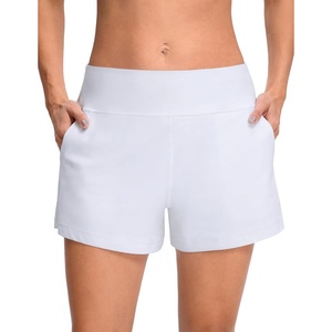 image:imageColorfulkoala Dreamlux Casual Shorts for Women 35  High Waisted Workout Athletic Linerless Yoga Short with PocketsWhite