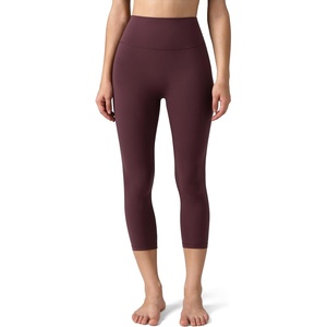image:imageColorfulkoala Dreamlux No Front Seam Leggings for Women High Waisted Capris 21 Inseam Yoga PantsPlum Red