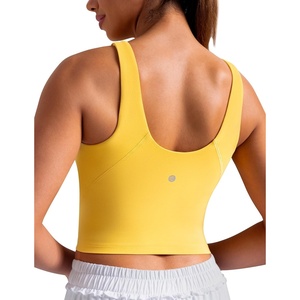 image:imageColorfulkoala Dreamlux Womens Padded Sports Bra High Neck UBack Yoga Running Workout Athletic Tank Top with Removable CupsBlazing Yellow