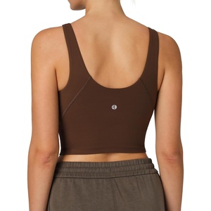 image:imageColorfulkoala Dreamlux Womens Padded Sports Bra High Neck UBack Yoga Running Workout Athletic Tank Top with Removable CupsCocoa