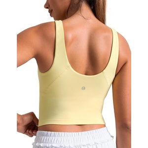 image:imageColorfulkoala Dreamlux Womens Padded Sports Bra High Neck UBack Yoga Running Workout Athletic Tank Top with Removable CupsCream Yellow