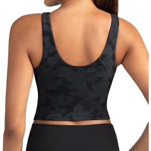 image:imageColorfulkoala Dreamlux Womens Padded Sports Bra High Neck UBack Yoga Running Workout Athletic Tank Top with Removable CupsGrey Camouflage