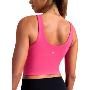 image:imageColorfulkoala Dreamlux Womens Padded Sports Bra High Neck UBack Yoga Running Workout Athletic Tank Top with Removable CupsRaspberry