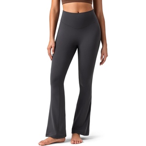image:imageColorfulkoala No Front Seam Flare Leggings Dreamlux HighWaisted Workout Yoga Pants for Women 275 295 315 InseamDark Carbon