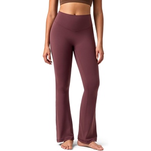 image:imageColorfulkoala No Front Seam Flare Leggings Dreamlux HighWaisted Workout Yoga Pants for Women 275 295 315 InseamPlum Red
