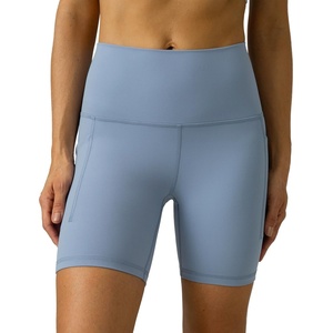 image:imageColorfulkoala Womens Dreamlux Biker Shorts with Pockets 6 Inseam High Waisted Workout Gym Yoga ShortsChambray