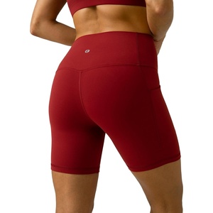 image:imageColorfulkoala Womens Dreamlux Biker Shorts with Pockets 6 Inseam High Waisted Workout Gym Yoga ShortsMerlot