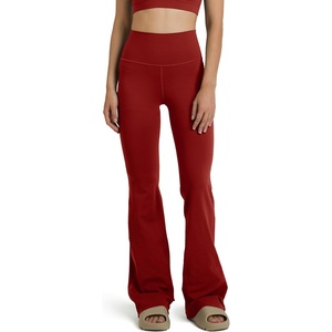 image:imageColorfulkoala Womens Dreamlux High Waisted Flared Leggings with Zippered Pockets Wide Leg Yoga Pants 295  315 InseamMerlot
