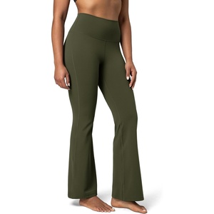 image:imageColorfulkoala Womens Dreamlux Workout Flared Leggings High Waisted Wide Leg Bootcut Yoga Pants 295  315 InseamOlive
