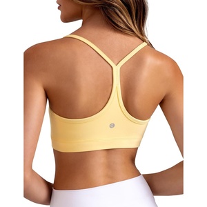 image:imageColorfulkoala Womens Dreamlux Y Back Sports Bra Low Impact Padded Workout Top with Built in Bra AC CupsCream Yellow