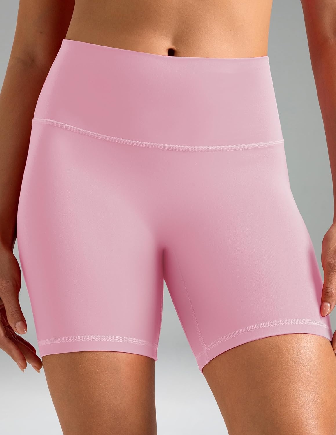 image:imageColorfulkoala Dreamlux No Front Seam High Waist Biker Shorts for Women 6 Inseam Workout Yoga ShortsAlmond Blossom