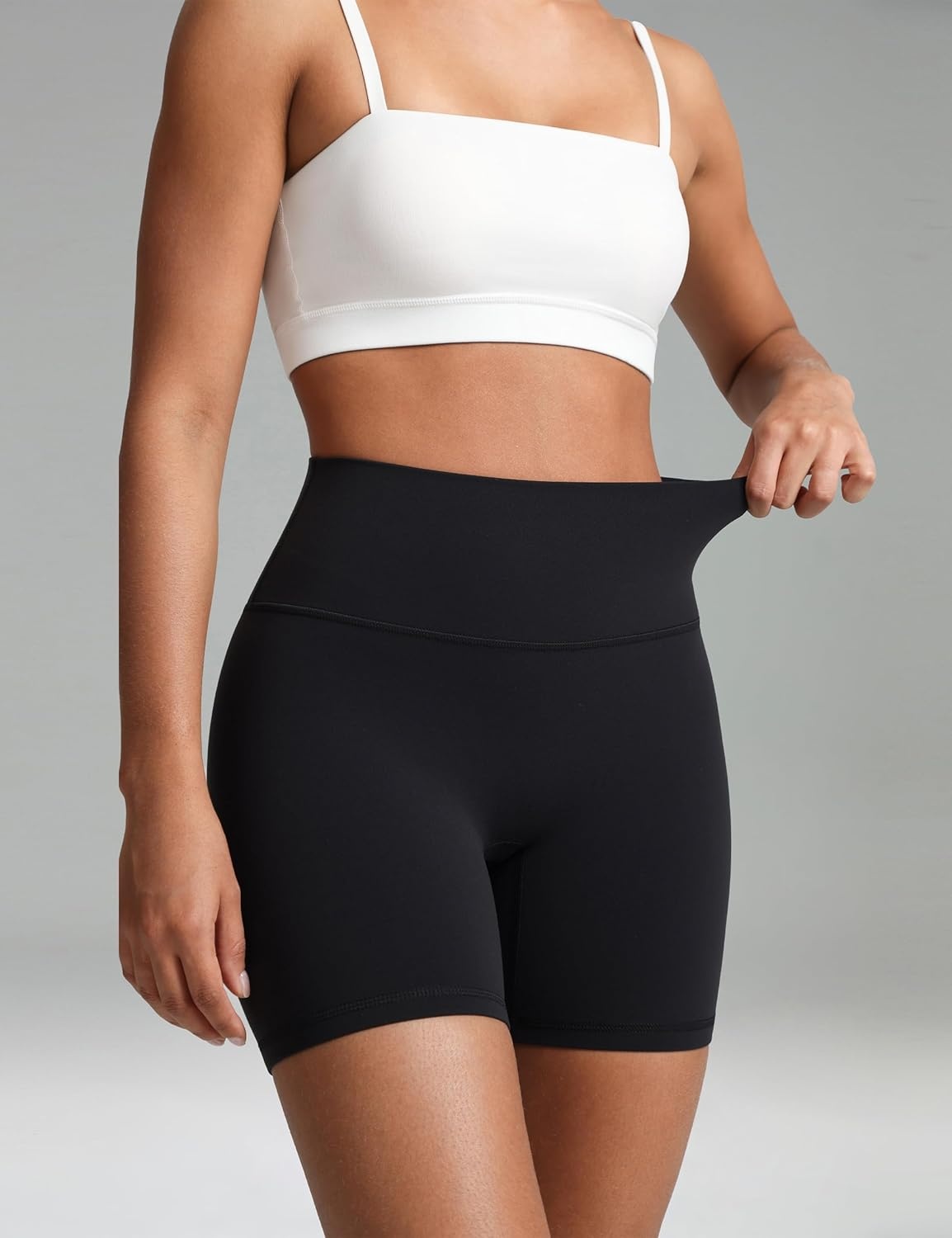 image:imageColorfulkoala Dreamlux No Front Seam High Waist Biker Shorts for Women 6 Inseam Workout Yoga ShortsBlack