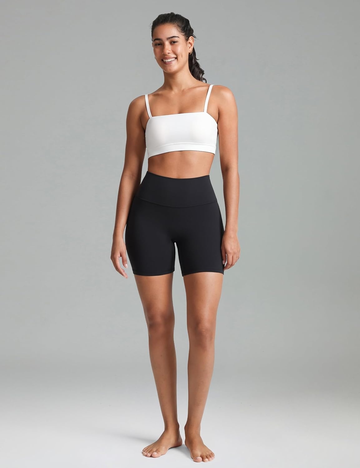 image:imageColorfulkoala Dreamlux No Front Seam High Waist Biker Shorts for Women 6 Inseam Workout Yoga ShortsBlack