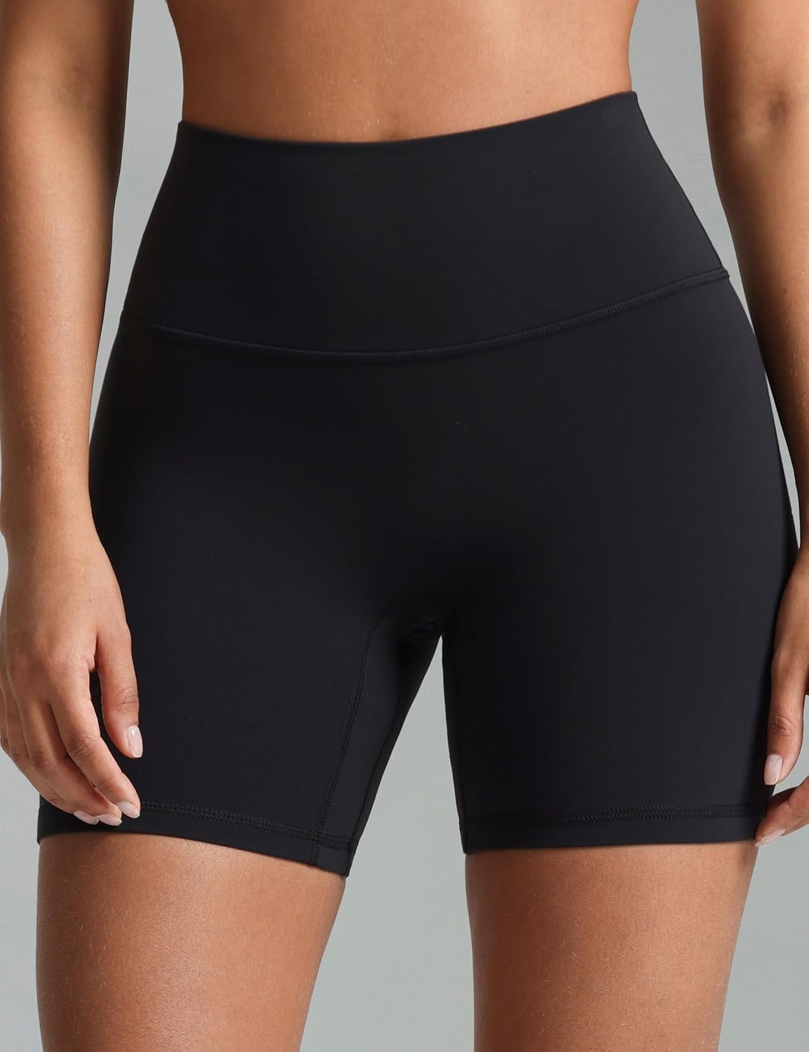 image:imageColorfulkoala Dreamlux No Front Seam High Waist Biker Shorts for Women 6 Inseam Workout Yoga ShortsBlack