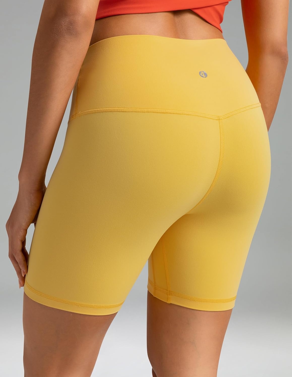 image:imageColorfulkoala Dreamlux No Front Seam High Waist Biker Shorts for Women 6 Inseam Workout Yoga ShortsBlazing Yellow