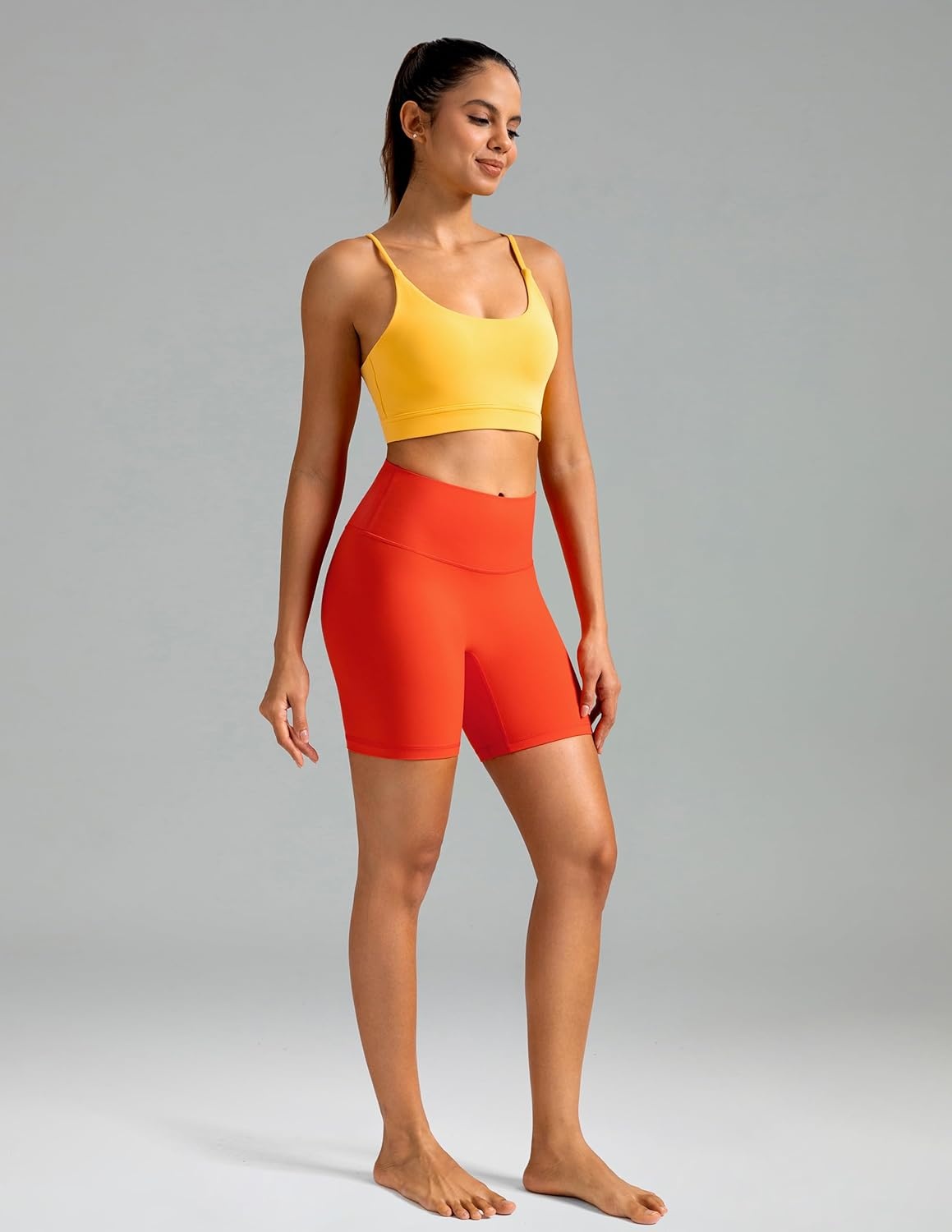image:imageColorfulkoala Dreamlux No Front Seam High Waist Biker Shorts for Women 6 Inseam Workout Yoga ShortsCherry Tomato