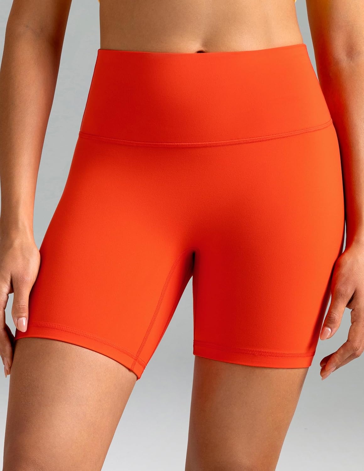 image:imageColorfulkoala Dreamlux No Front Seam High Waist Biker Shorts for Women 6 Inseam Workout Yoga ShortsCherry Tomato