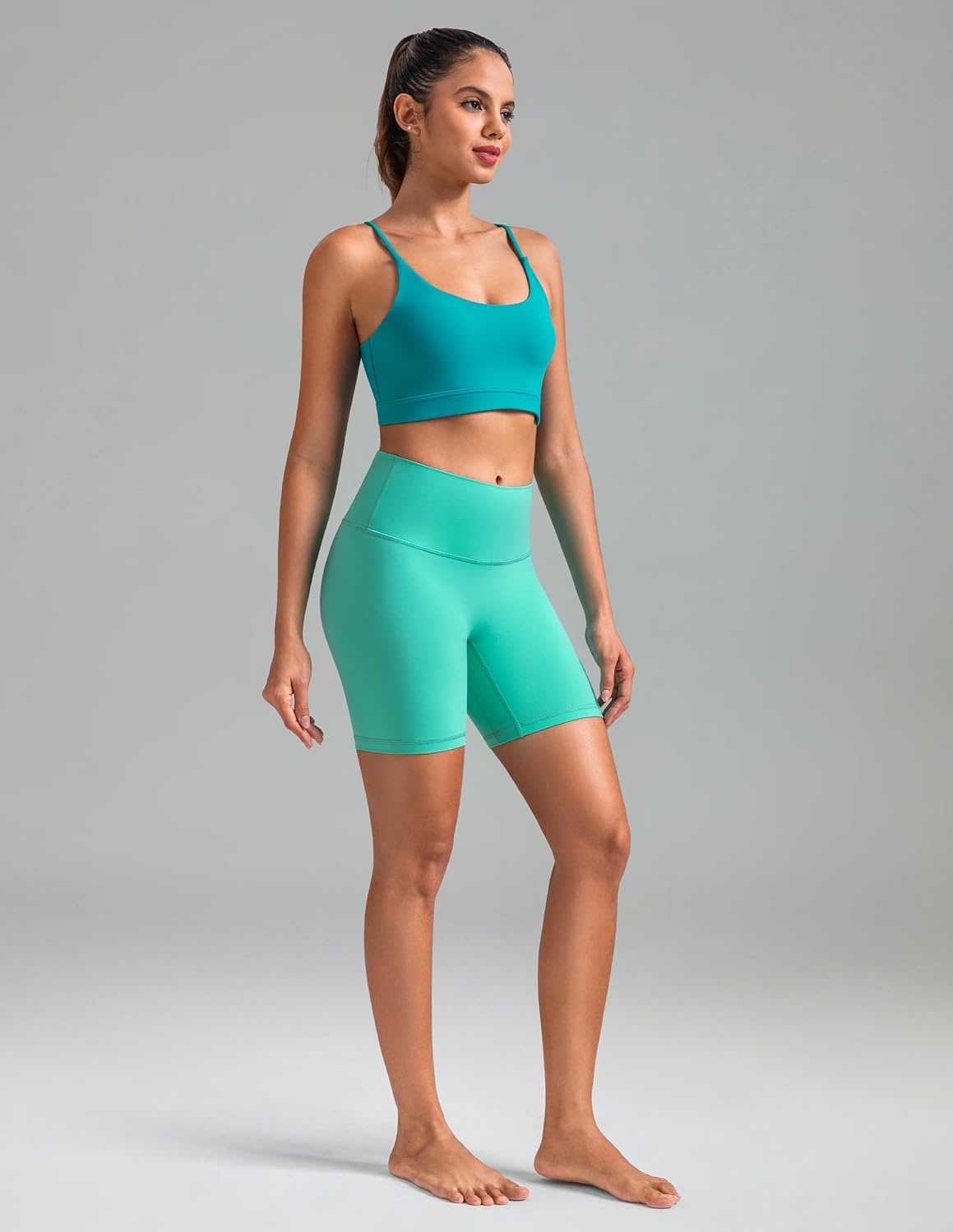 image:imageColorfulkoala Dreamlux No Front Seam High Waist Biker Shorts for Women 6 Inseam Workout Yoga ShortsCockatoo