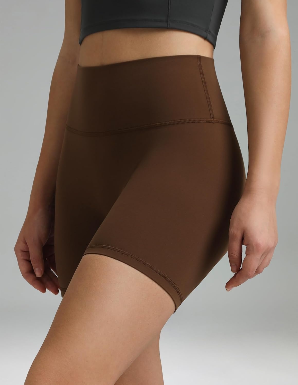 image:imageColorfulkoala Dreamlux No Front Seam High Waist Biker Shorts for Women 6 Inseam Workout Yoga ShortsCocoa