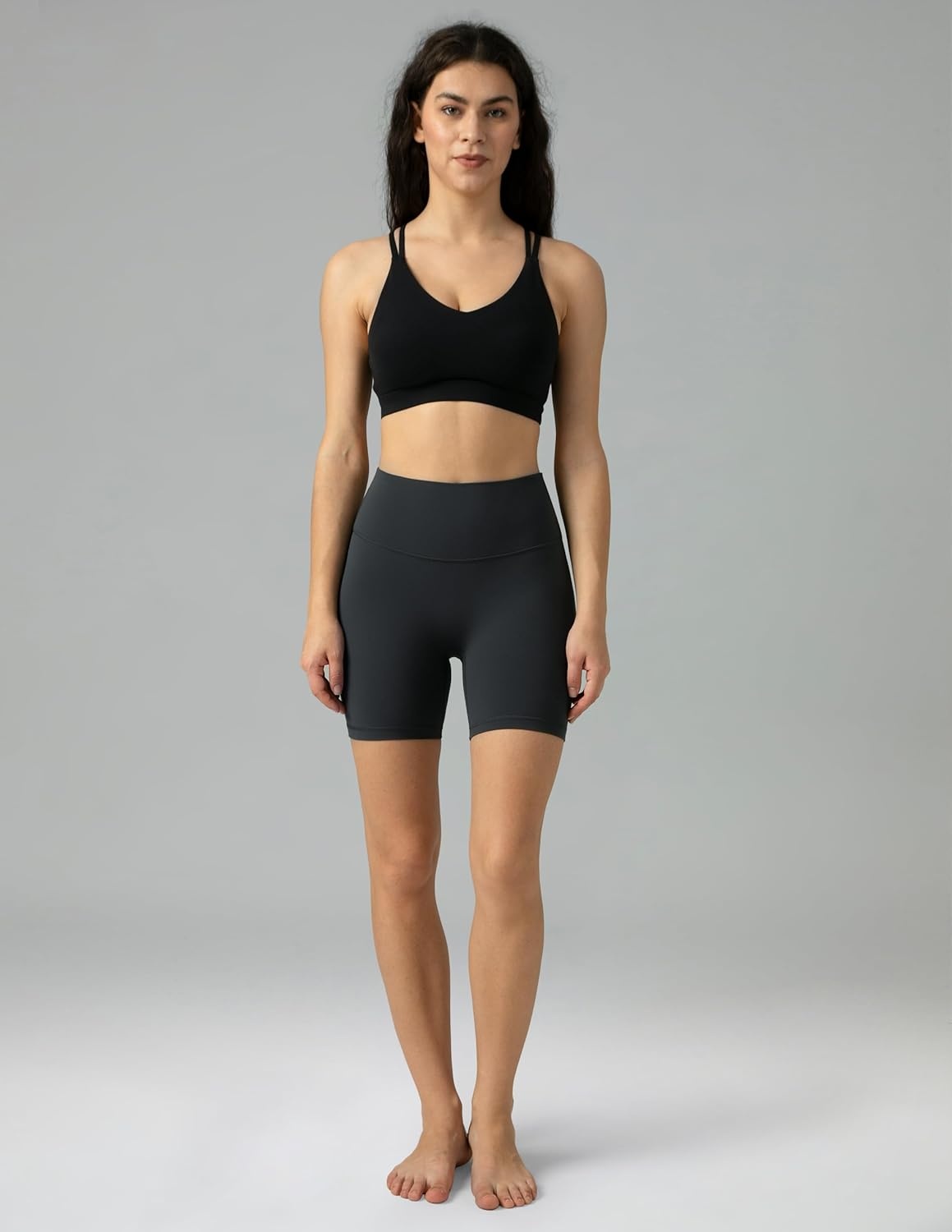 image:imageColorfulkoala Dreamlux No Front Seam High Waist Biker Shorts for Women 6 Inseam Workout Yoga ShortsDark Carbon