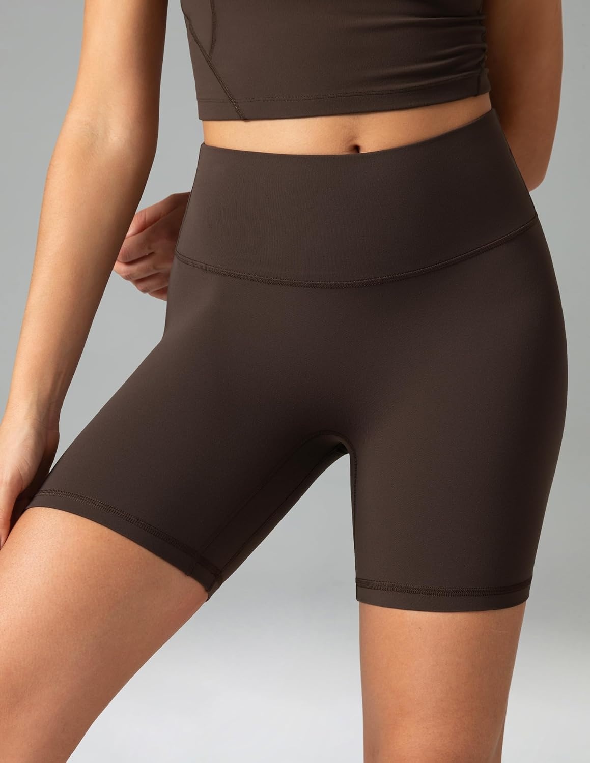 image:imageColorfulkoala Dreamlux No Front Seam High Waist Biker Shorts for Women 6 Inseam Workout Yoga ShortsEspresso