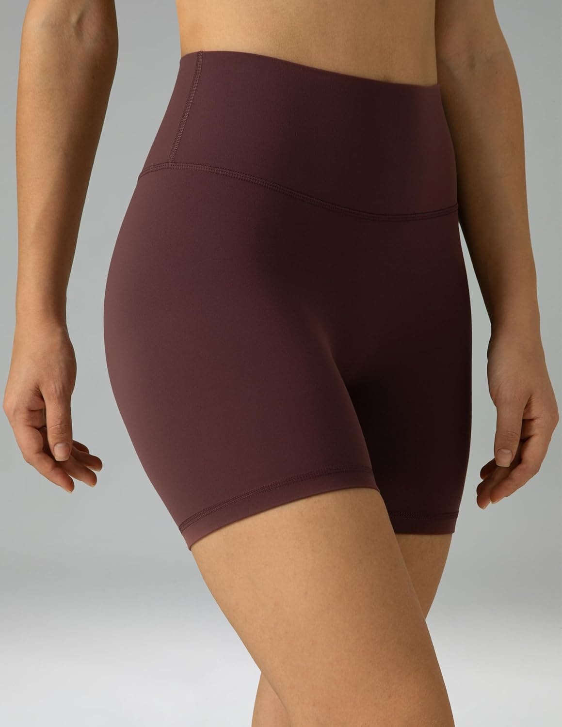image:imageColorfulkoala Dreamlux No Front Seam High Waist Biker Shorts for Women 6 Inseam Workout Yoga ShortsPlum Red