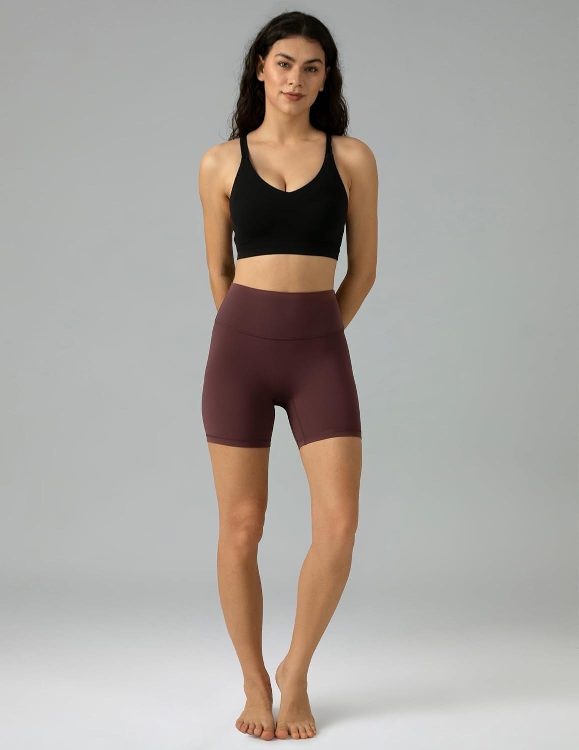 image:imageColorfulkoala Dreamlux No Front Seam High Waist Biker Shorts for Women 6 Inseam Workout Yoga ShortsPlum Red
