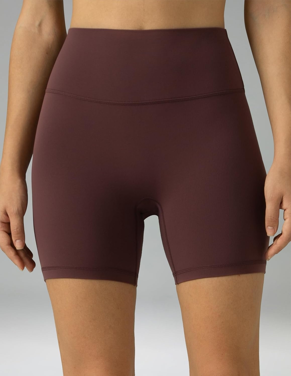 image:imageColorfulkoala Dreamlux No Front Seam High Waist Biker Shorts for Women 6 Inseam Workout Yoga ShortsPlum Red