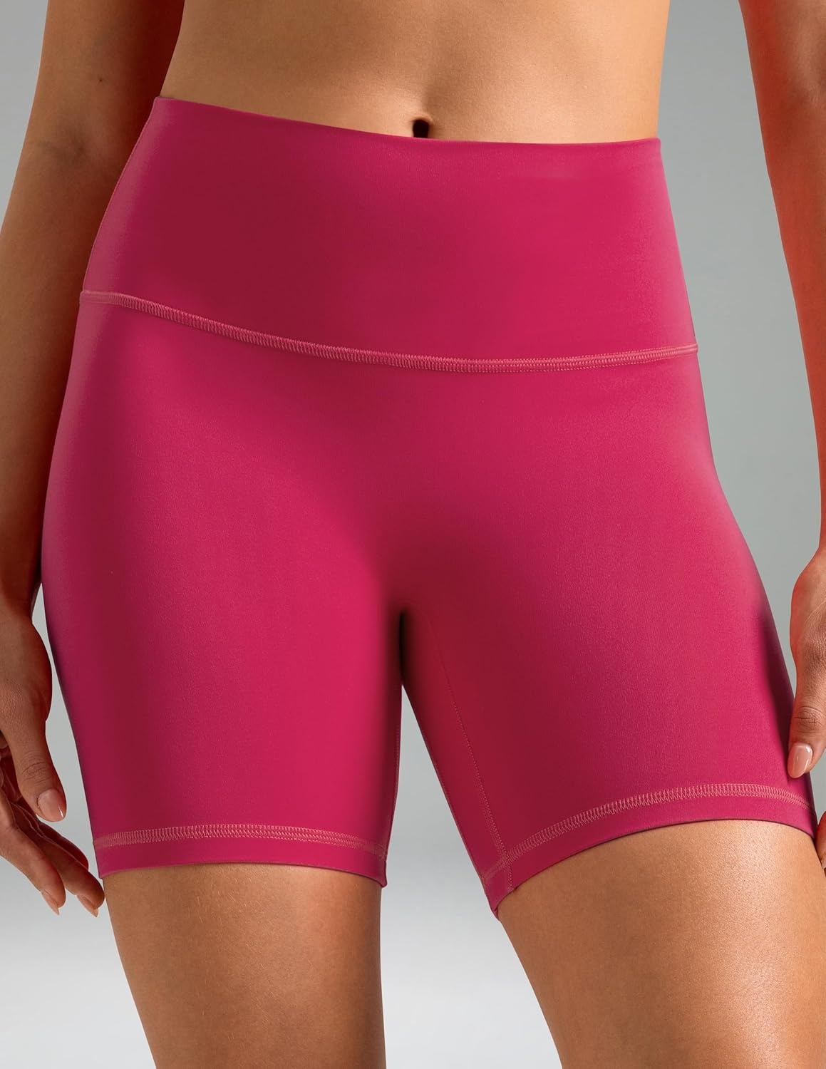 image:imageColorfulkoala Dreamlux No Front Seam High Waist Biker Shorts for Women 6 Inseam Workout Yoga ShortsRaspberry