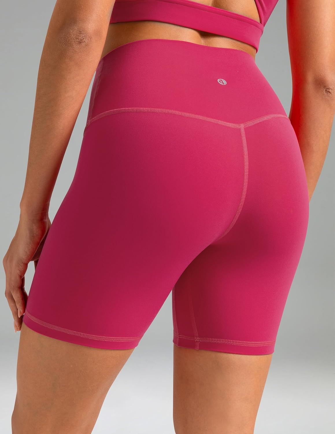 image:imageColorfulkoala Dreamlux No Front Seam High Waist Biker Shorts for Women 6 Inseam Workout Yoga ShortsRaspberry