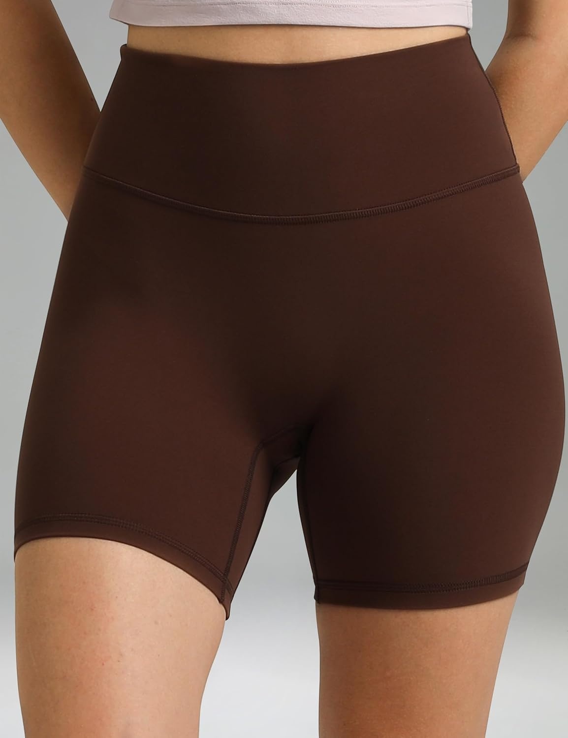 image:imageColorfulkoala Dreamlux No Front Seam High Waist Biker Shorts for Women 6 Inseam Workout Yoga ShortsRoasted Chestnut