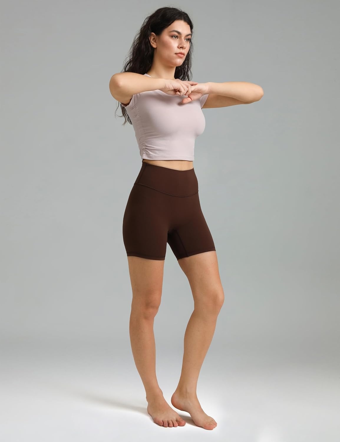 image:imageColorfulkoala Dreamlux No Front Seam High Waist Biker Shorts for Women 6 Inseam Workout Yoga ShortsRoasted Chestnut