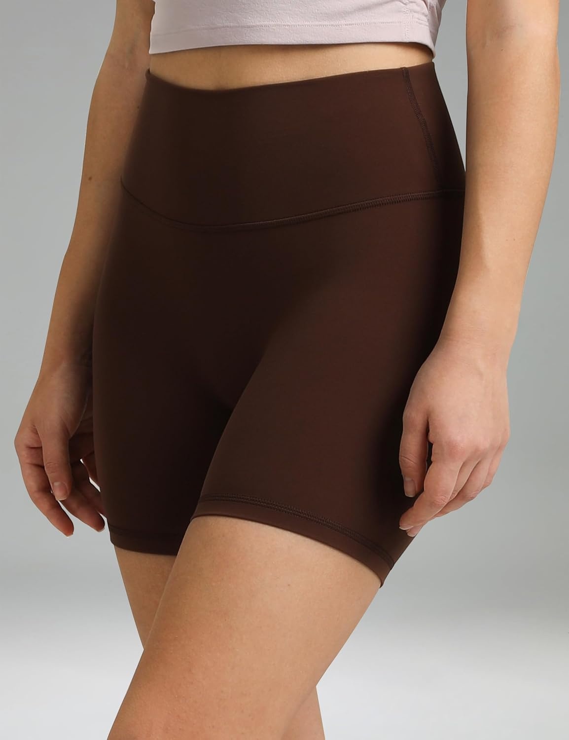 image:imageColorfulkoala Dreamlux No Front Seam High Waist Biker Shorts for Women 6 Inseam Workout Yoga ShortsRoasted Chestnut