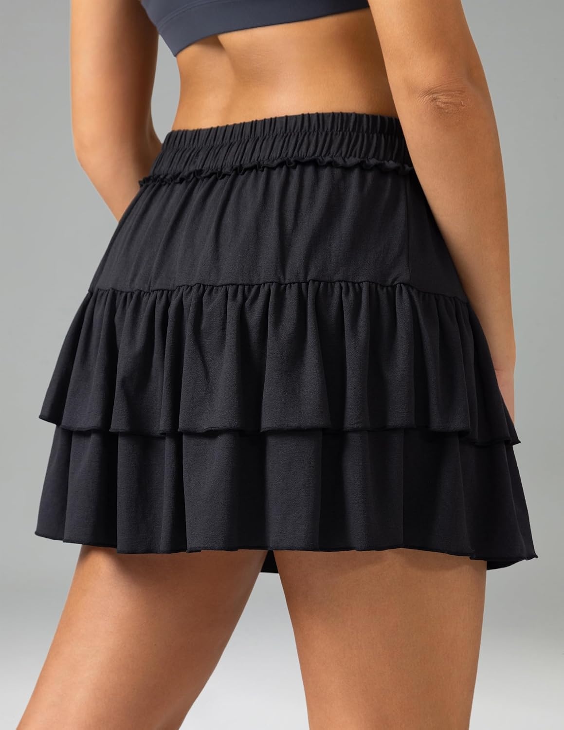 image:imageColorfulkoala Skirts for Women High Waist Mini Tiered ALine Flowy Shorts Tennis Golf Casual Skorts with PocketsBlack