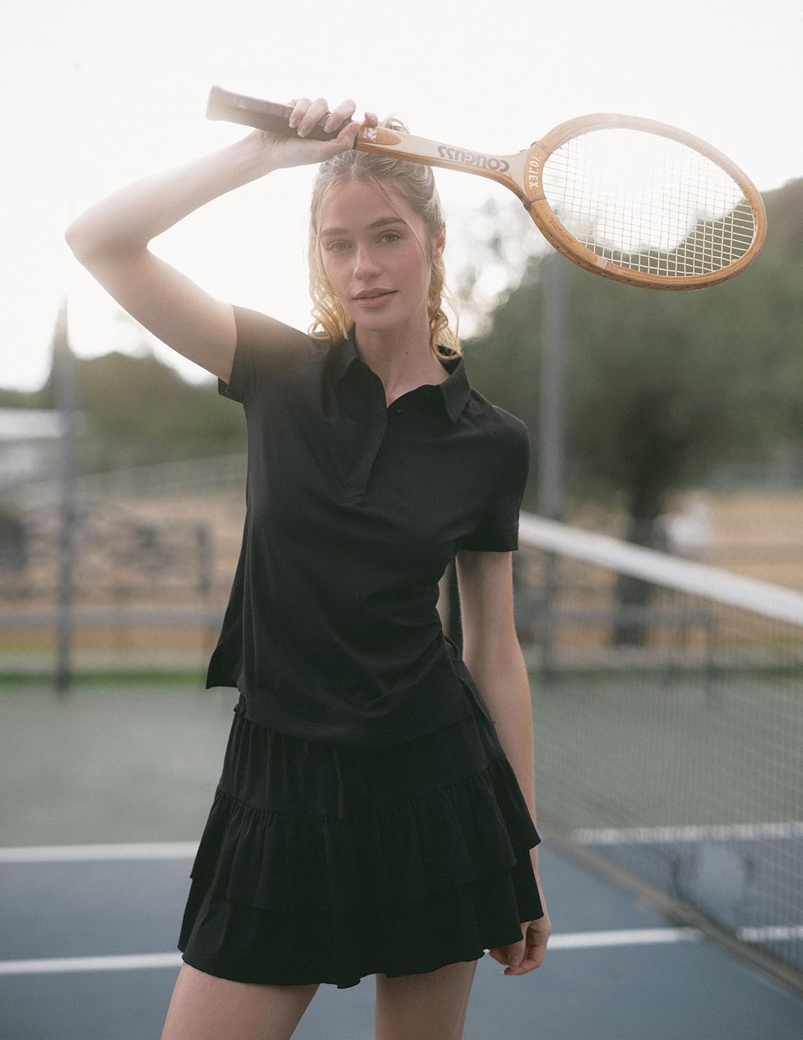 image:imageColorfulkoala Skirts for Women High Waist Mini Tiered ALine Flowy Shorts Tennis Golf Casual Skorts with PocketsBlack