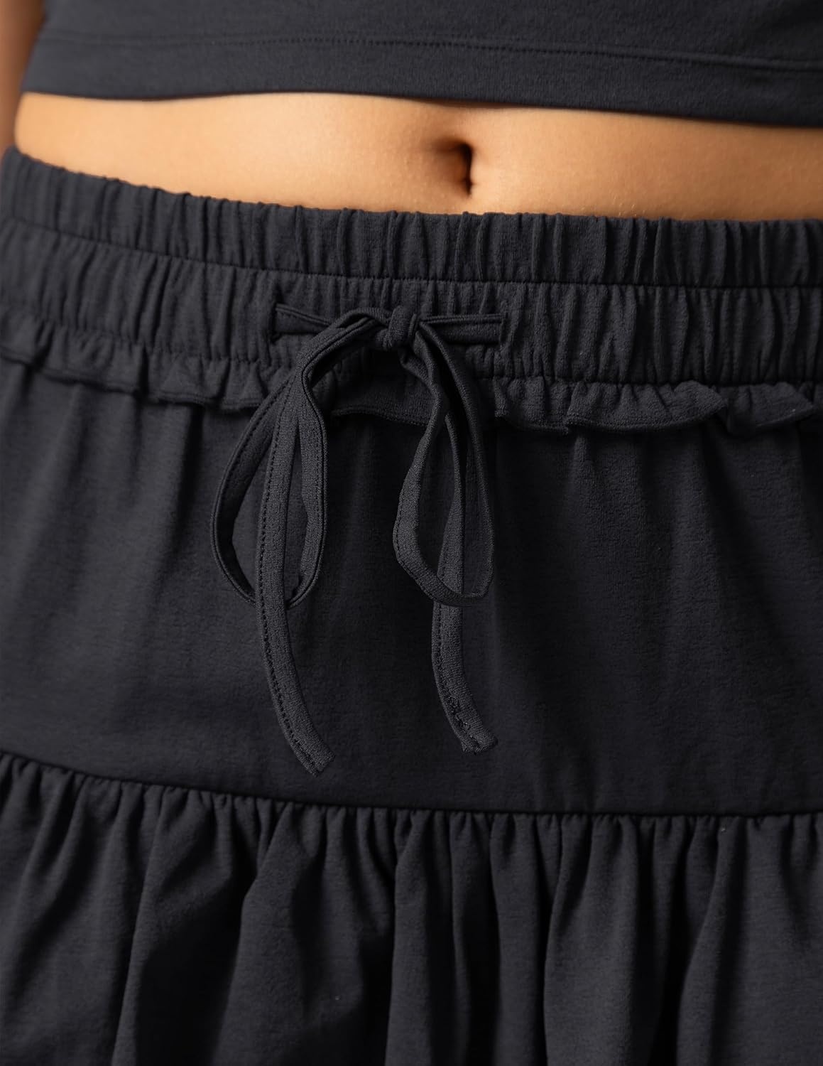 image:imageColorfulkoala Skirts for Women High Waist Mini Tiered ALine Flowy Shorts Tennis Golf Casual Skorts with PocketsBlack
